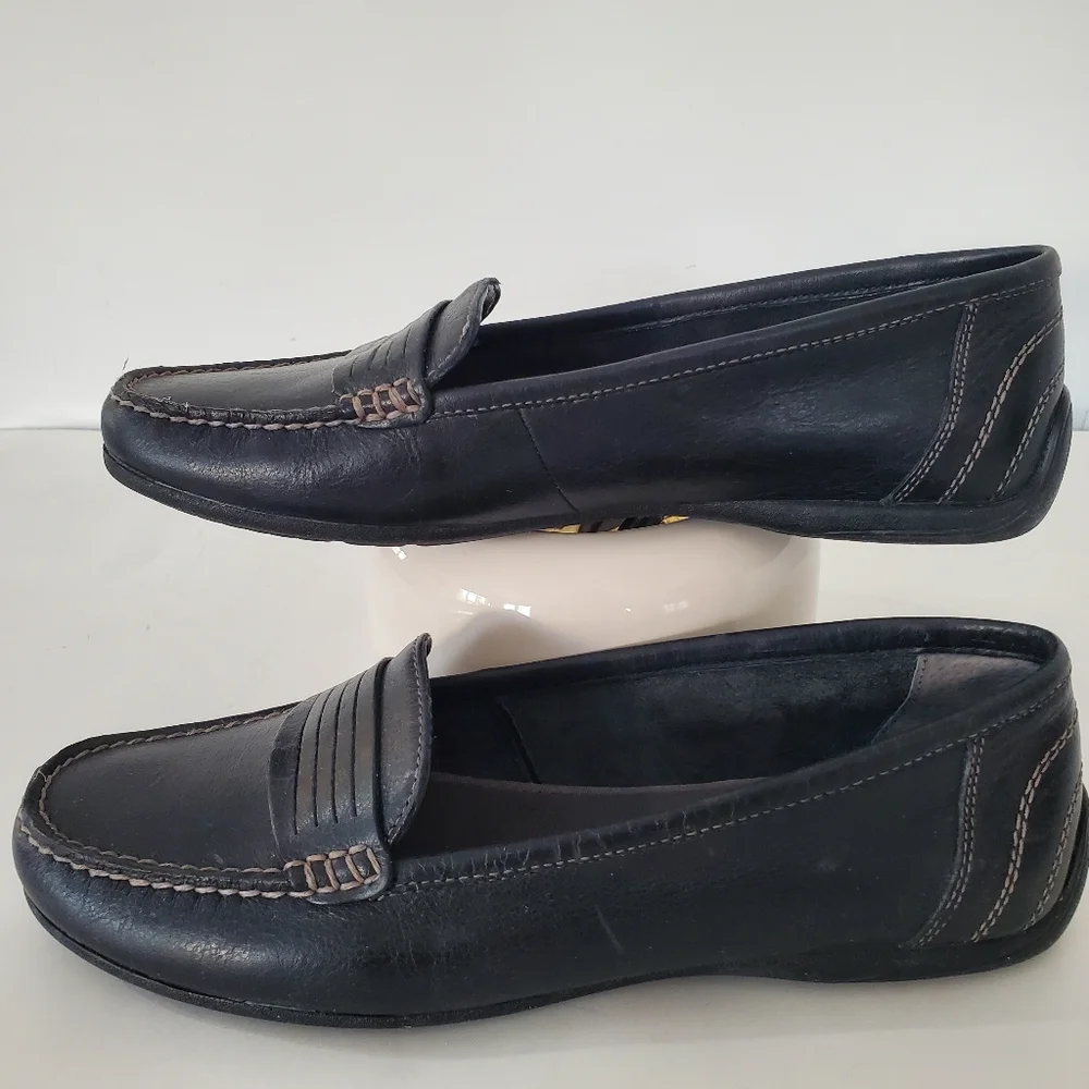EASTLAND 9M Black Leather Annette Loafer Flat Slip On Comfort Sole Office Preppy - Picture 11 of 11